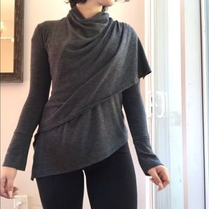 Gray cascade-Wrap cardigan